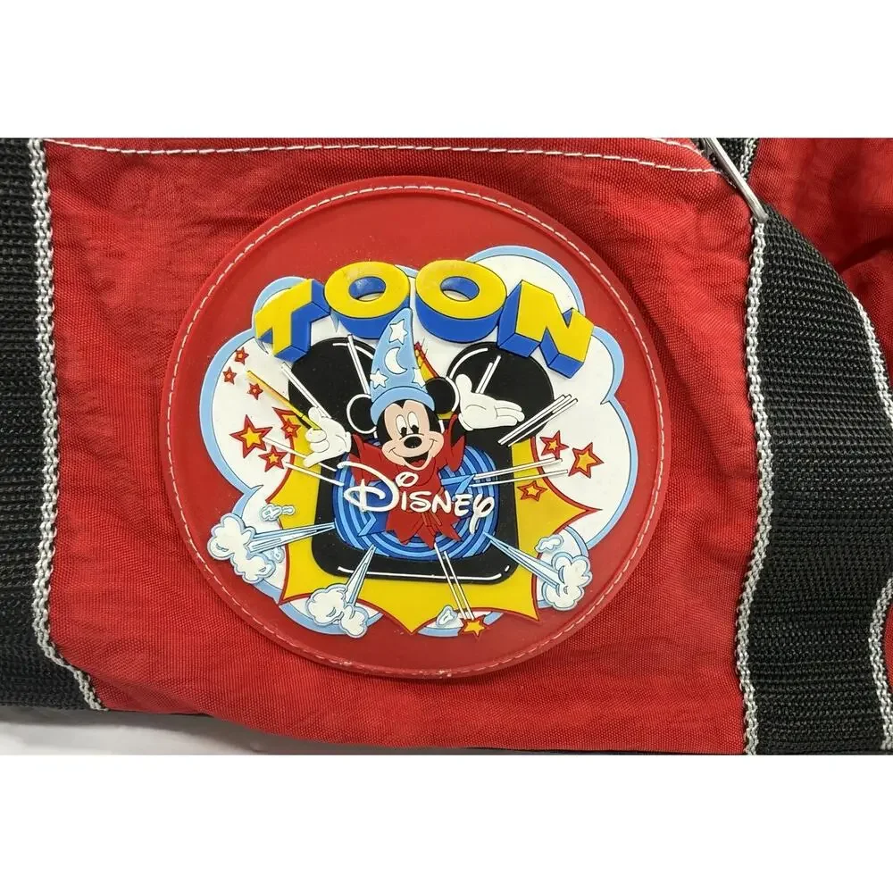 Disney Mickey Mouse Toon Duffle Bag Red Black Gym Weekender Travel  Strap